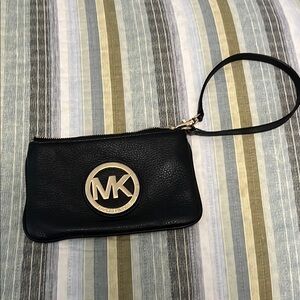 Michael Kors Black Pebbled Leather Wristlet